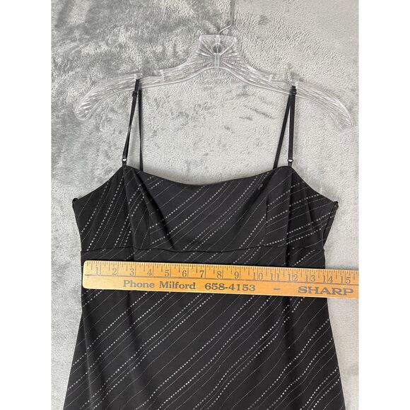 Vintage 90s Y2K City Triangles Stretchy Black Midi Dress Large Tulip Hem Goth - Picture 14 of 16